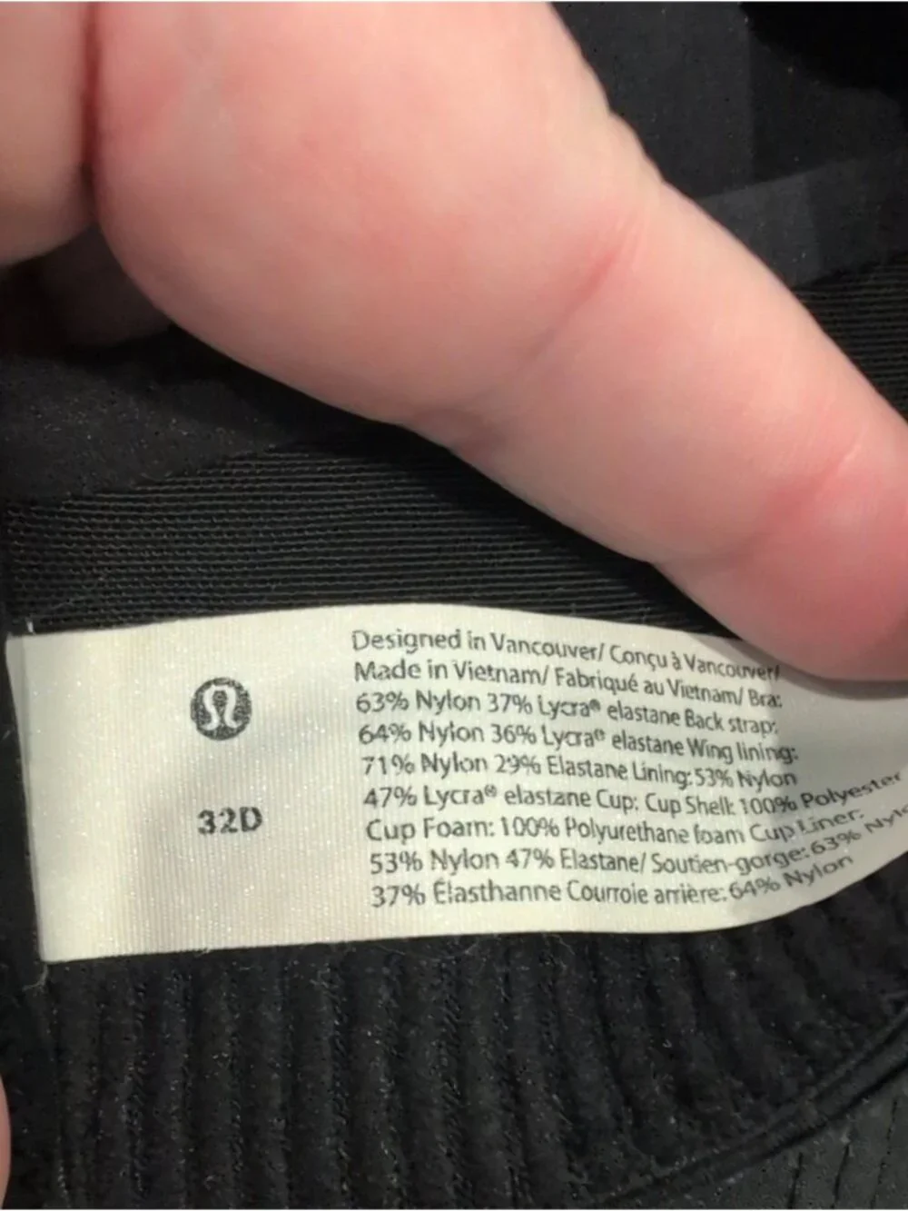 Lululemon AirSupport Bra *High Support, C-DDD Cups Black / Asphalt Grey